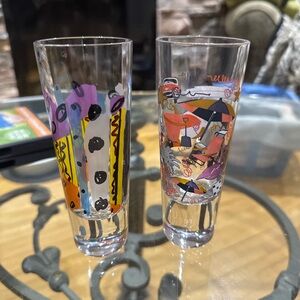 🍸✨Stunning Vintage Ritzenhoff Collector Shot Glass Set – Pop Art Design Duo ✨🍸